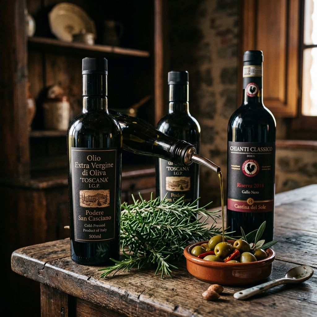 Tuscan Extra Virgin Olive Oil and Chianti Classico wine